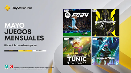 Juegos Mensuales en PlayStation Plus para mayo: EA Sports FC 24, Ghostrunner 2, Tunic, Destiny 2: Lightfall